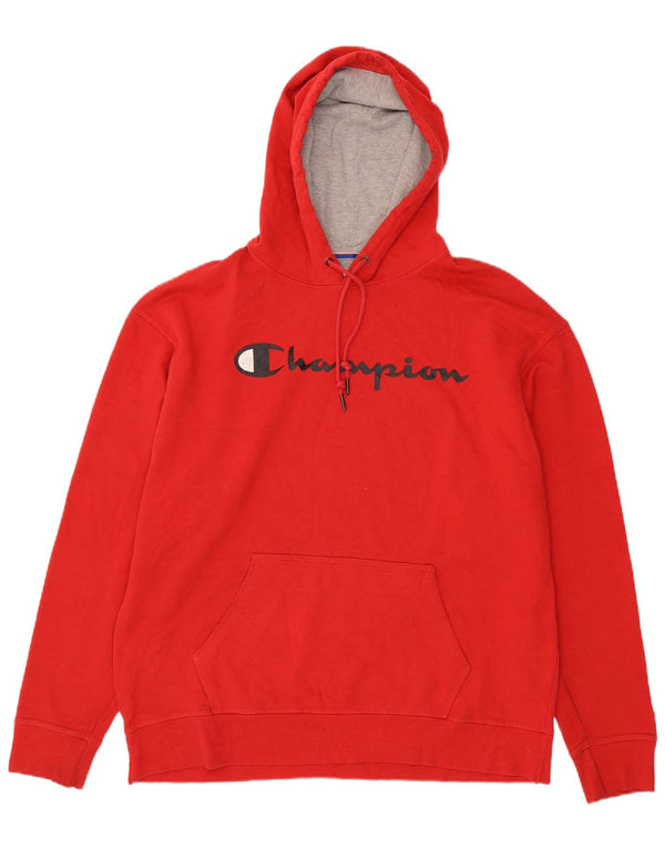 Champion Herre Grafisk Hoodie Jumper XL Rød Bomuld