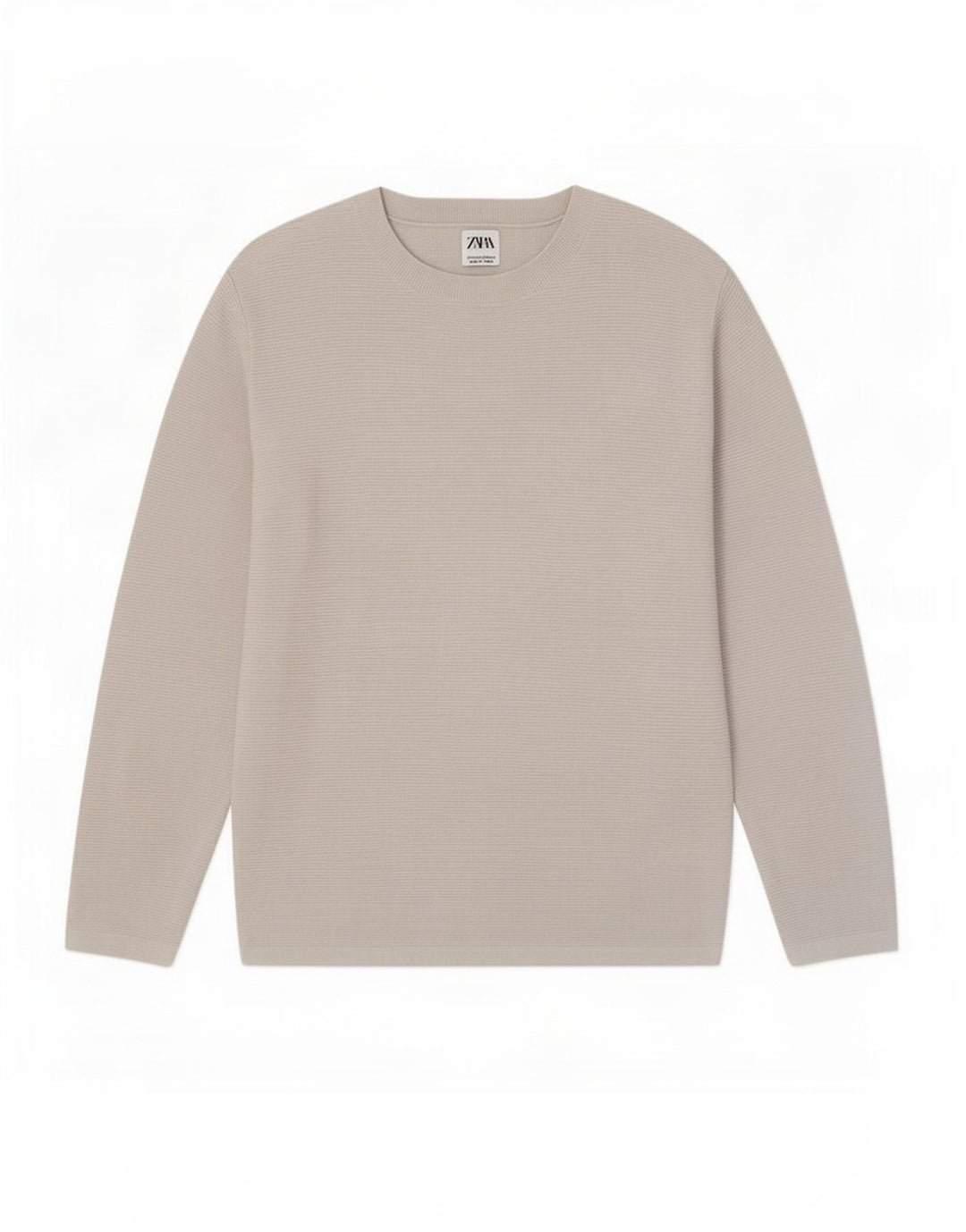 Zara Herre sweater med rund hals, mellemgrå bomuld