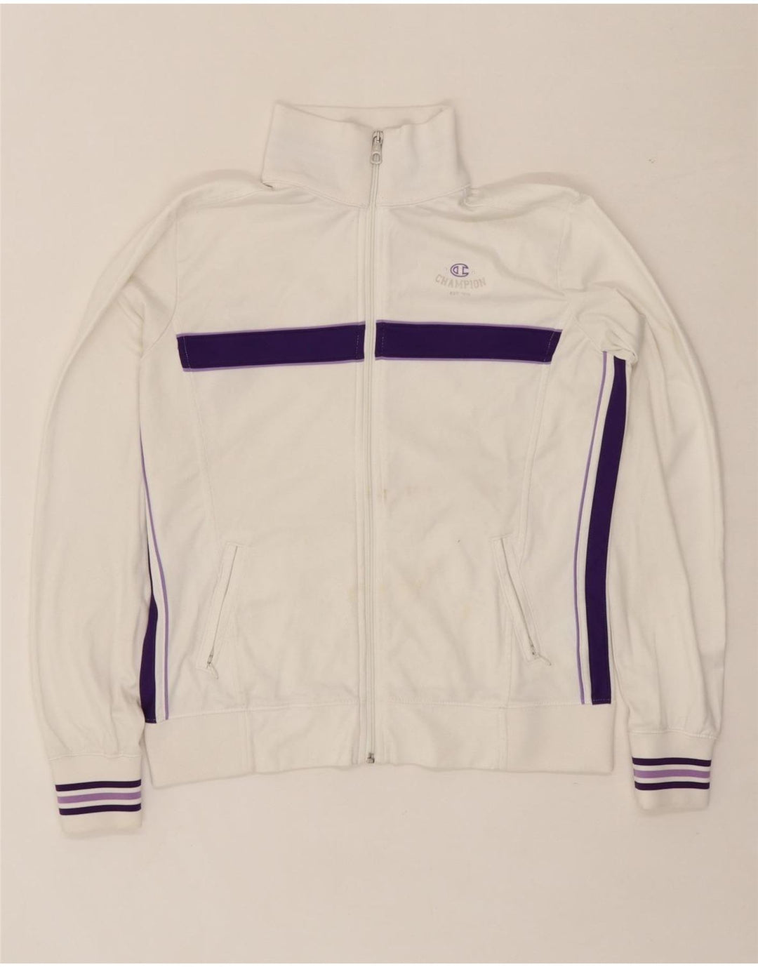 CHAMPION Womens Heritage Fit Tracksuit Top Jacket UK 16 Large White Vintage Champion and Second-Hand Champion from Messina Hembry 
