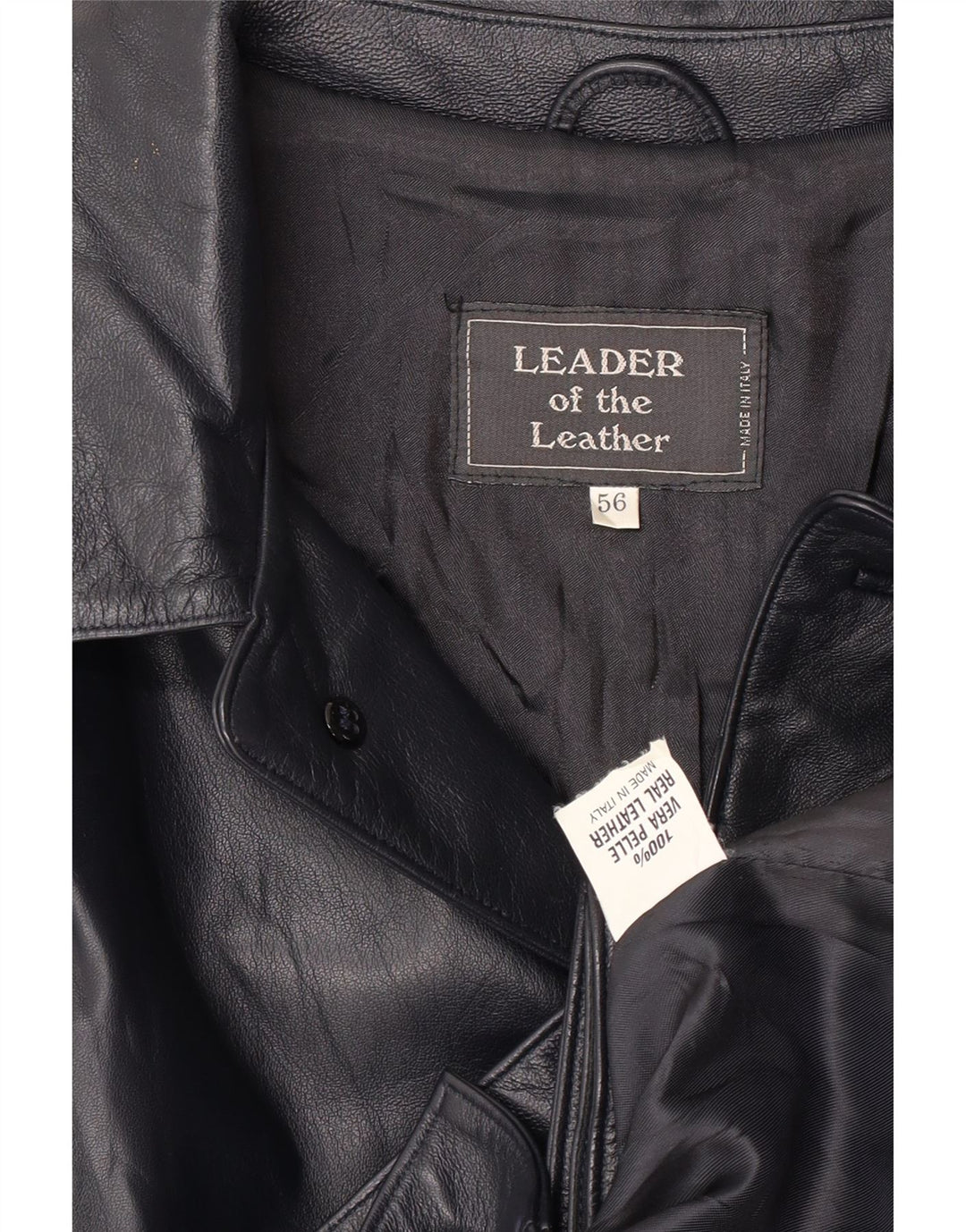 Vintage Mens Bomber Leather Jacket IT 56 3XL Black Leather