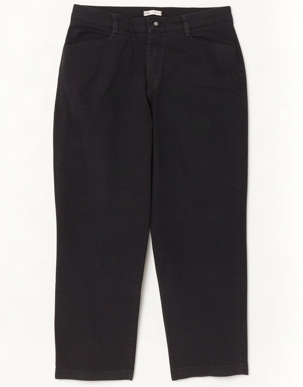 Lee Womens High Waist Cropped Trousers US 12 Large W30 L25 Black Cotton