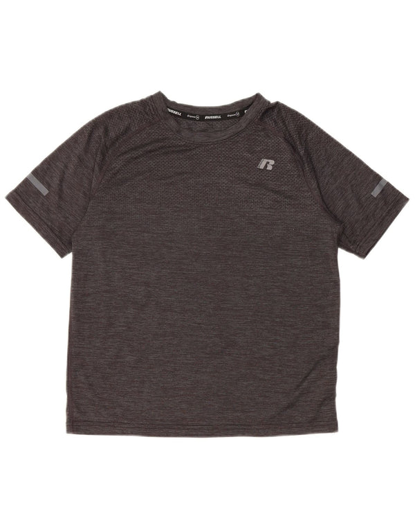 RUSSELL ATHLETIC Girls Dri-Power T-Shirt Top 10-11 år Stor Grå