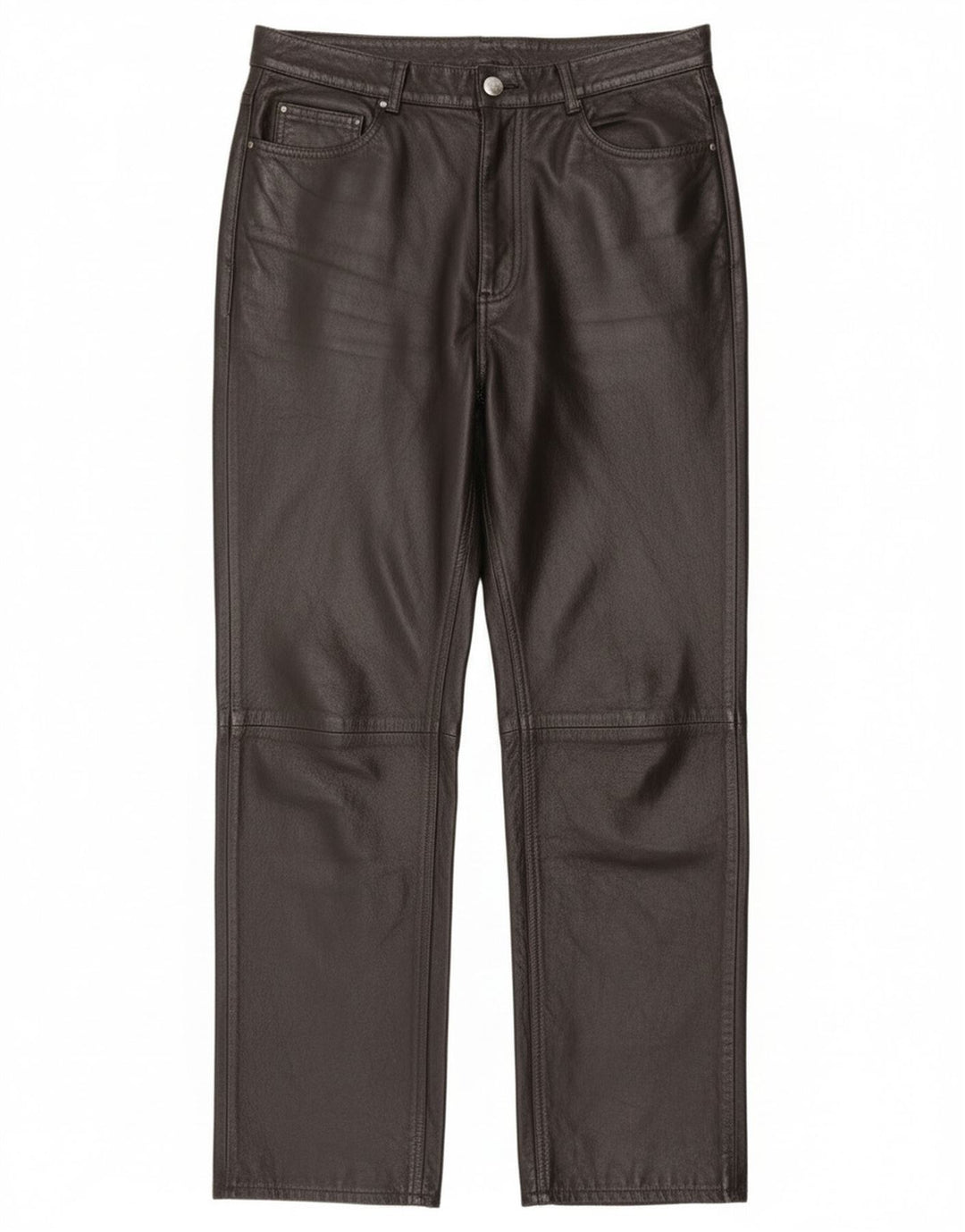 Vintage lige læderbukser til kvinder IT 46 Large W34 L30 sort læder