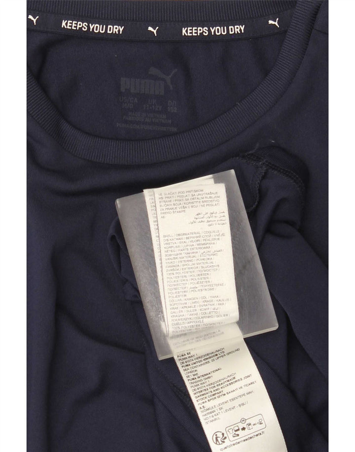 Puma Boys T-Shirt Top 11-12 år Navy Blue Polyester
