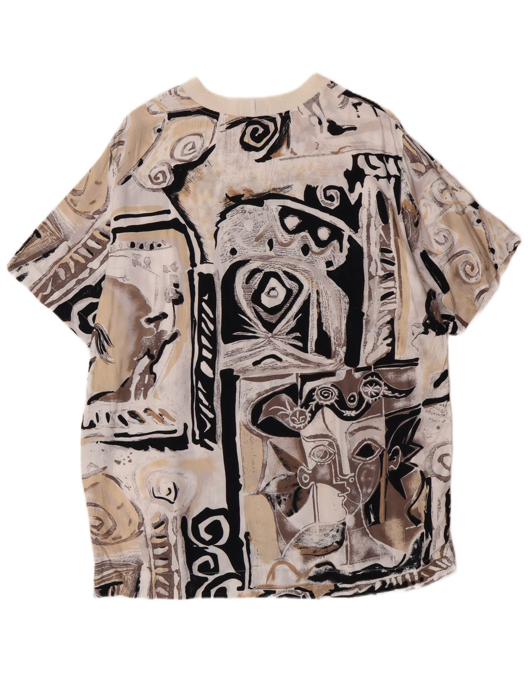 Sisley Womens Longline Grafisk T-Shirt Top IT 44 Medium Beige Viscose