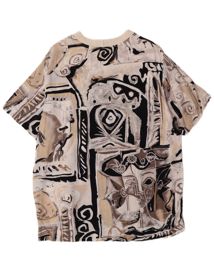 Sisley Womens Longline Grafisk T-Shirt Top IT 44 Medium Beige Viscose