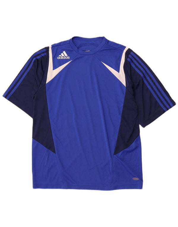 ADIDAS Herre T-Shirt Top Medium Blue Colourblock Polyester Sports