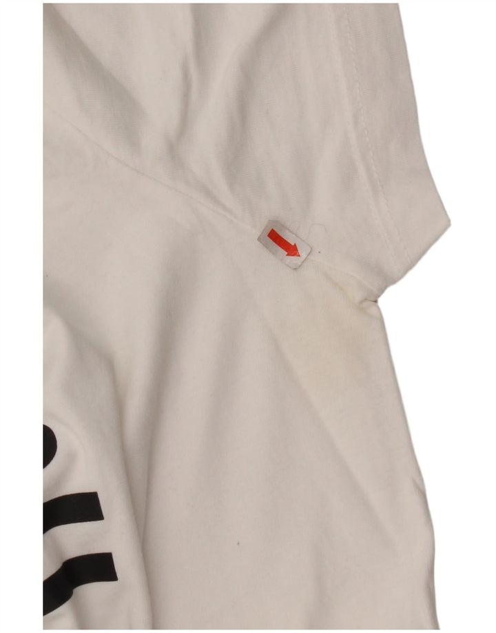 ADIDAS Grafisk T-shirt top til kvinder UK 16/18 Stor hvid bomuld