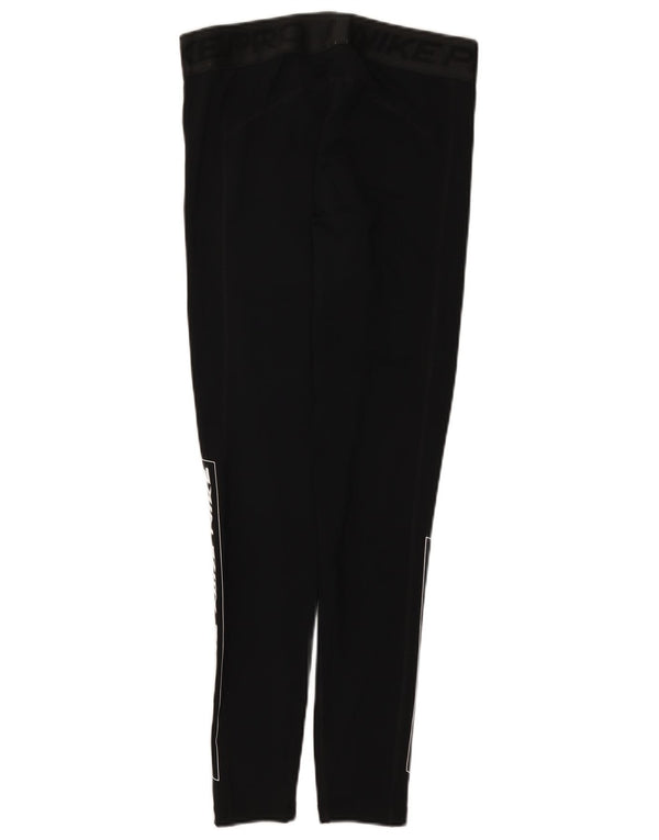 Nike Dame Dri Fit Grafiske Leggings UK 14 Large Black Polyester
