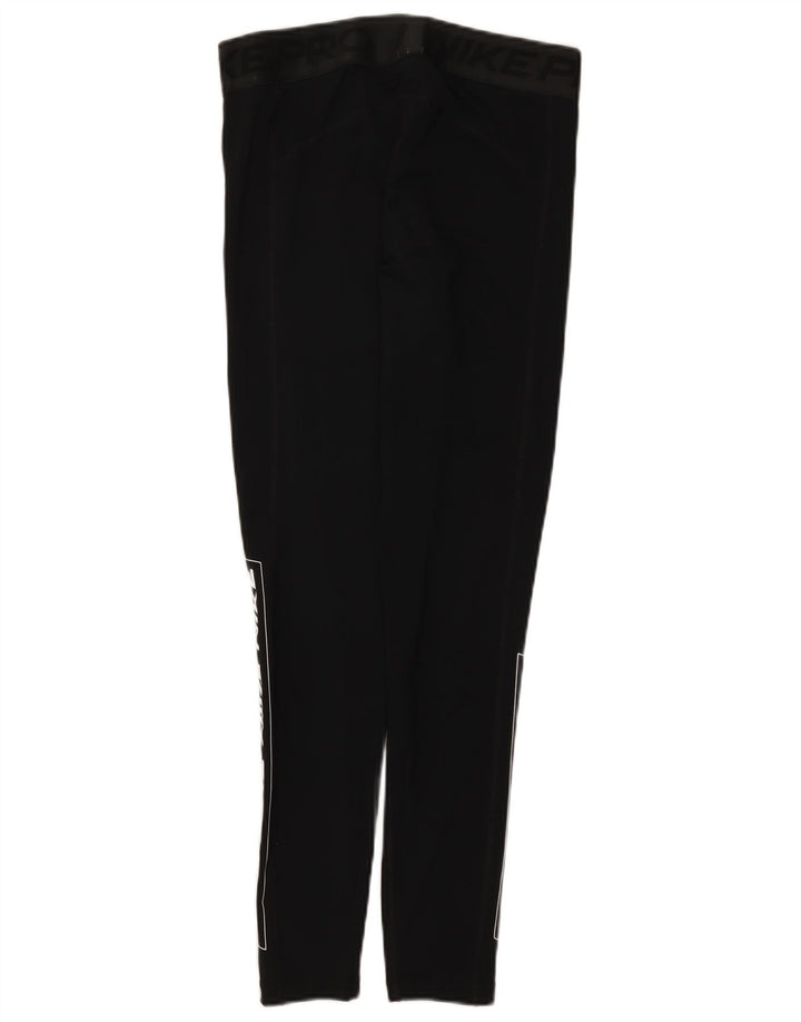 Nike Dame Dri Fit Grafiske Leggings UK 14 Large Black Polyester
