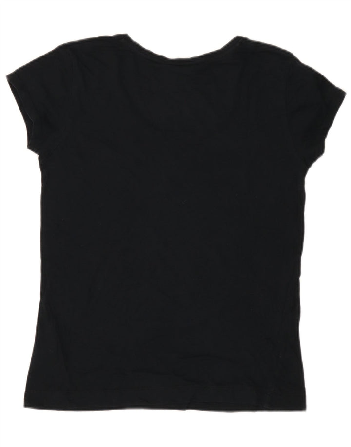 Lee Dame Grafisk T-Shirt Top UK 12 Medium Navy Blue Bomuld