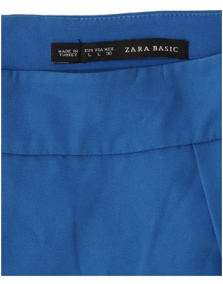 ZARA Womens High Waist Mini Skirt Large W30 Blue Polyester