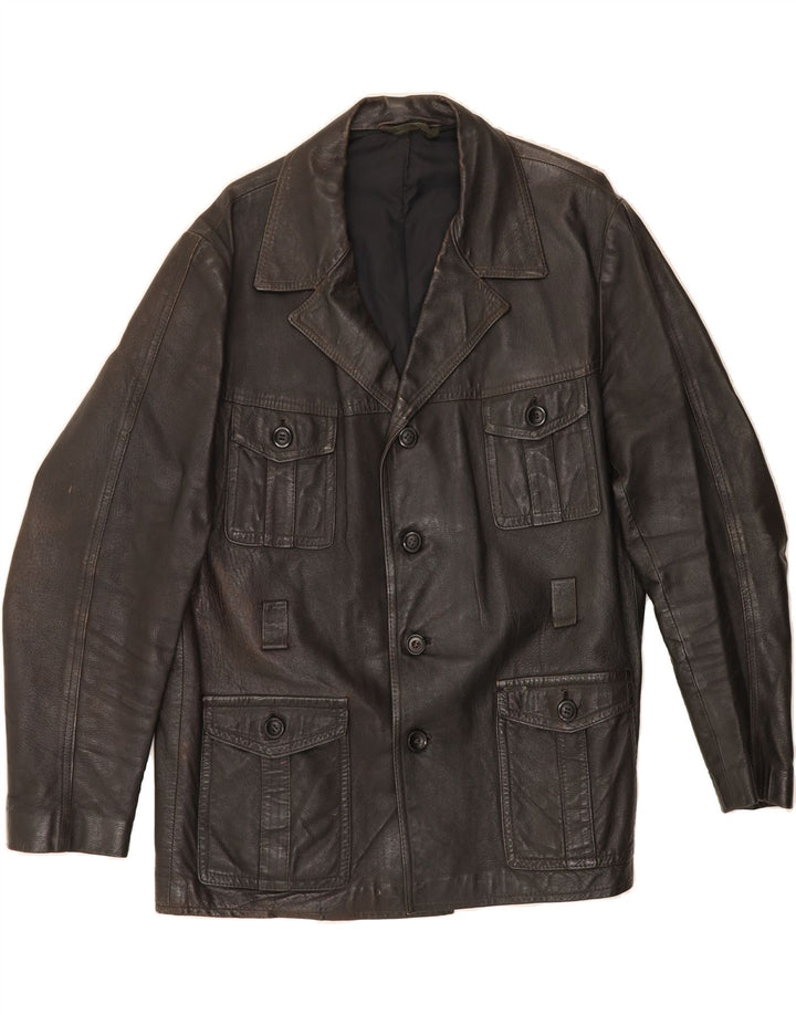 VINTAGE Mens Leather Jacket UK 42 XL Black Classic Vintage Vintage and Second-Hand Vintage from Messina Hembry 