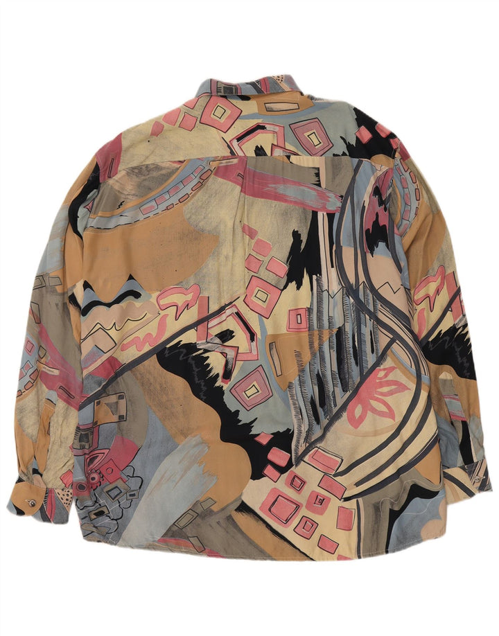 Vintage herre oversized abstrakt mønster skjorte stor flerfarvet retro