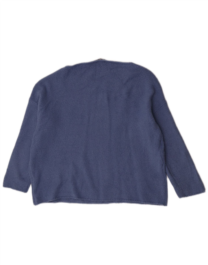 Zara Dame Boat Neck Jumper Sweater UK 14 Medium Blue