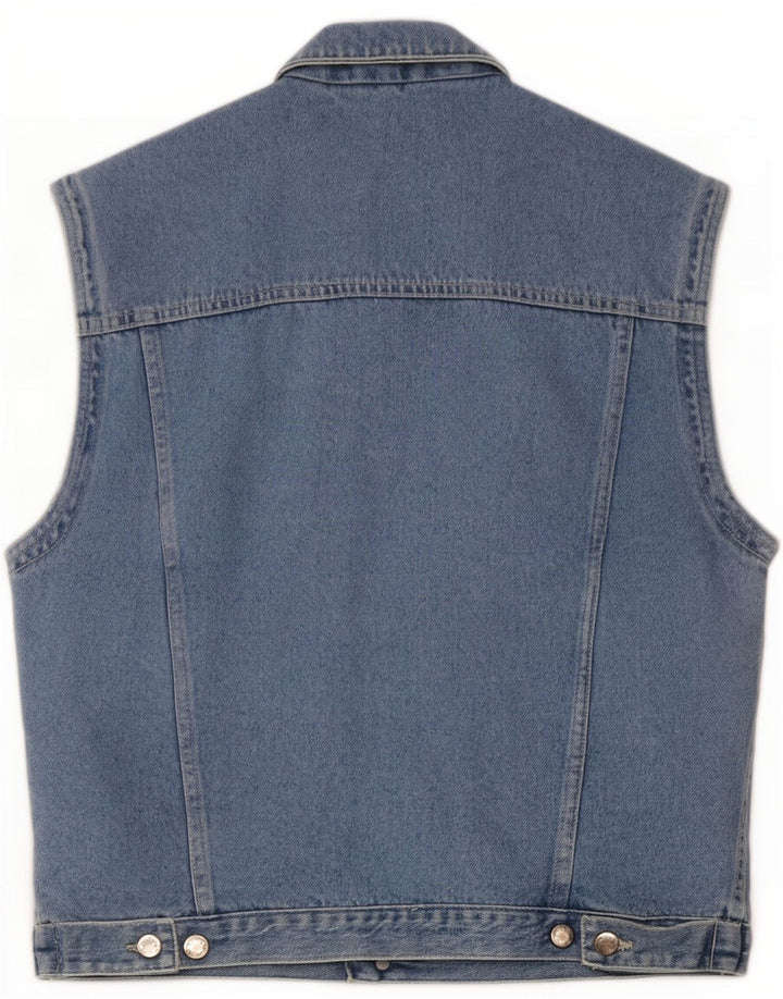 Vintage Herre Denim Gilet IT 46 Lille Blå Bomuld
