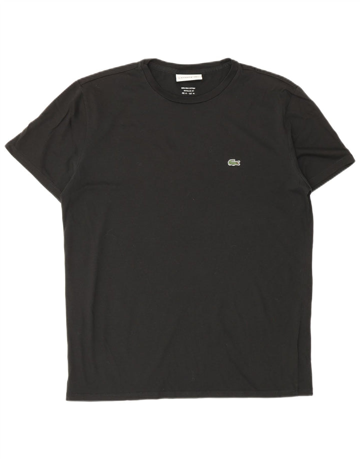 Lacoste Herre Regular Fit T-Shirt Top Størrelse 4 Medium Sort Bomuld