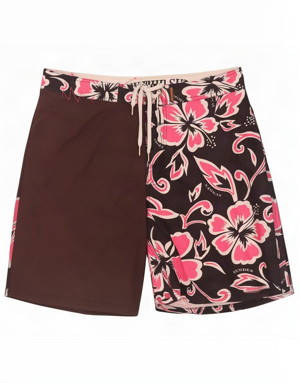 Sundek Herre badeshorts Medium W33 Brown Floral Polyester