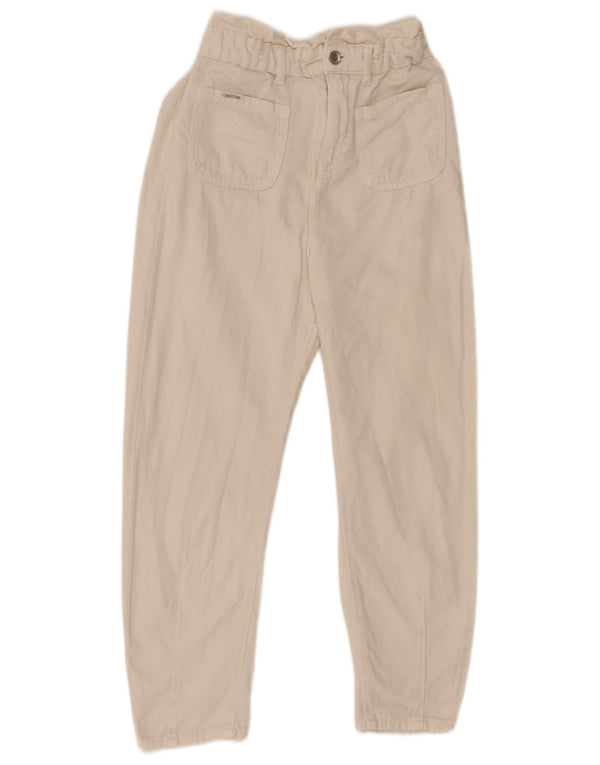 Zara Dame Højtaljede tilspidsede Jeans EU 32 2XS W22 L24 Hvid Bomuld