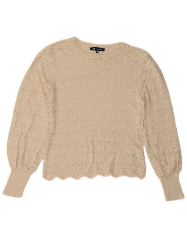 Besætningstøj Dame Boat Neck Jumper Sweater UK 14 Medium Off White