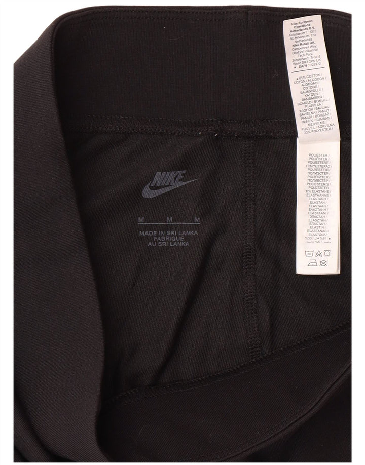 NIKE Womens Graphic Leggings UK 12 Medium  Black Cotton