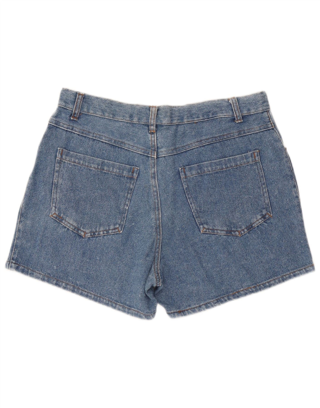 VINTAGE Womens High Waist Denim Shorts W32 Medium Blue Cotton
