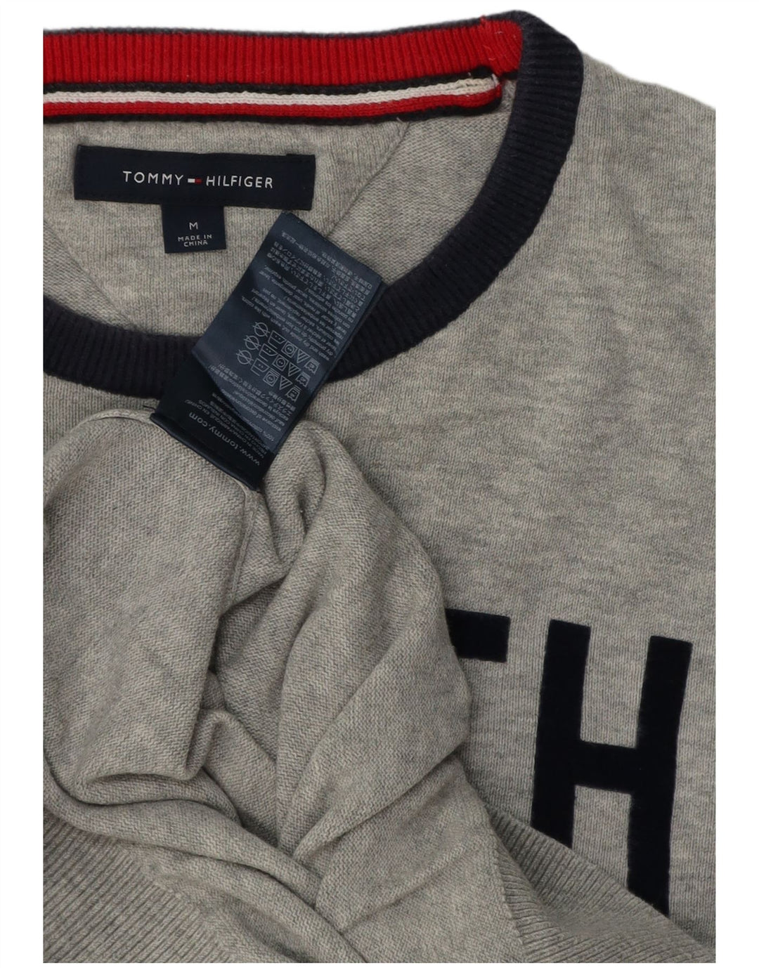 TOMMY HILFIGER sweater med rund hals til mænd mellemgrå farveblok