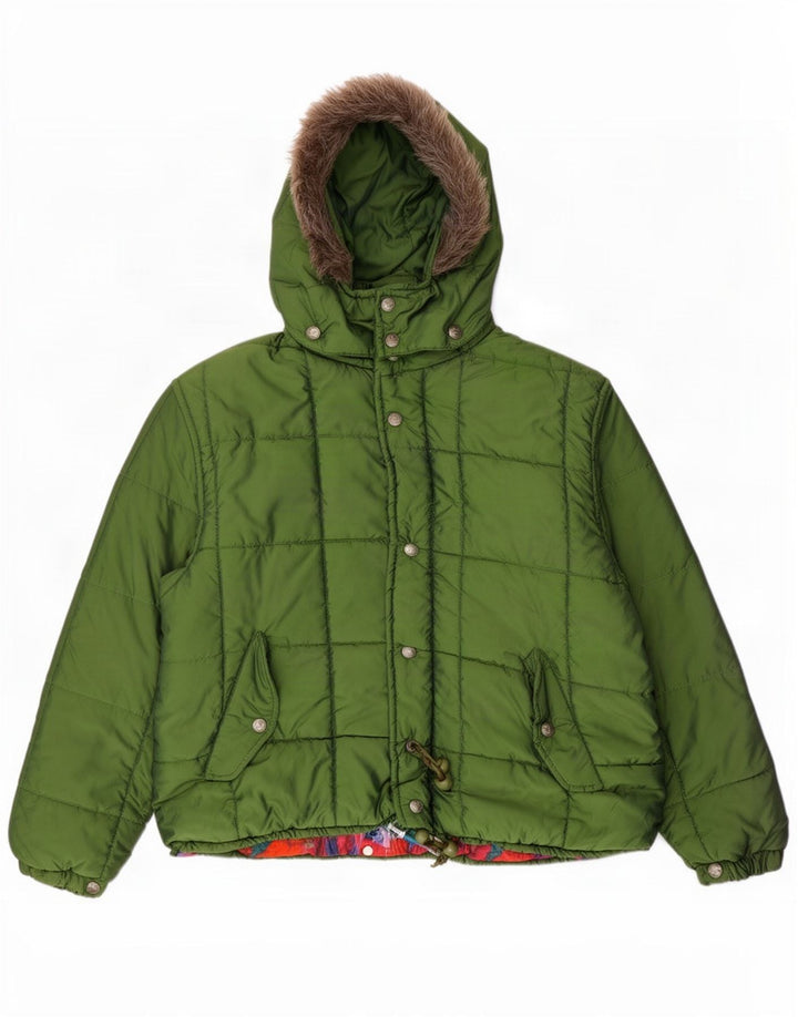 Vagabond Dame Hætte Oversized Polstret Jakke UK 10 Lille Grøn Nylon