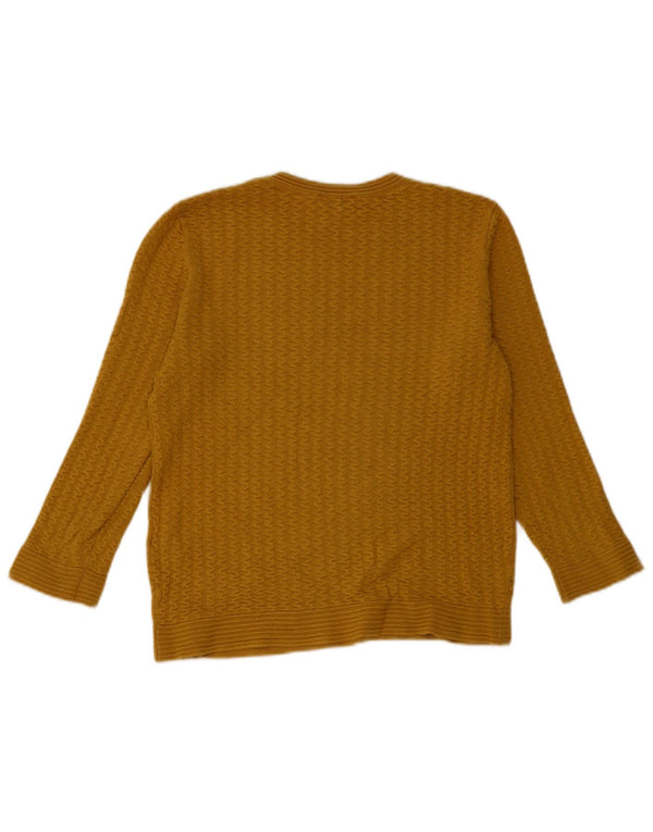 Warehouse Womens Crop Crew Neck Jumper Sweater UK 8 Small Yellow Cotton