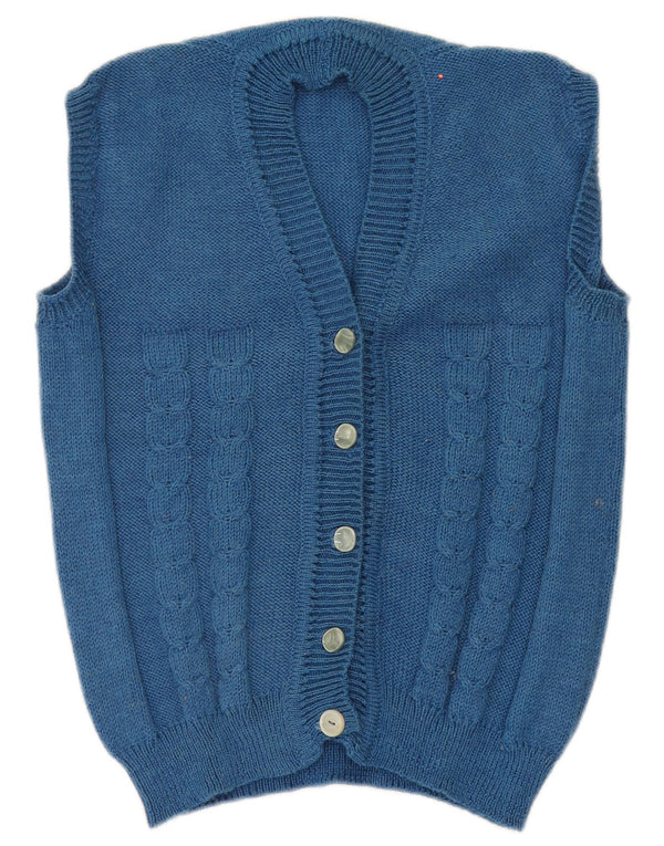 Vintage ærmeløs cardigan sweater til kvinder UK 18 XL Blå