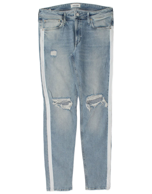 Jack & Jones Men Distressed Slim Jeans W32 L30 Blå Colourblock Bomuld