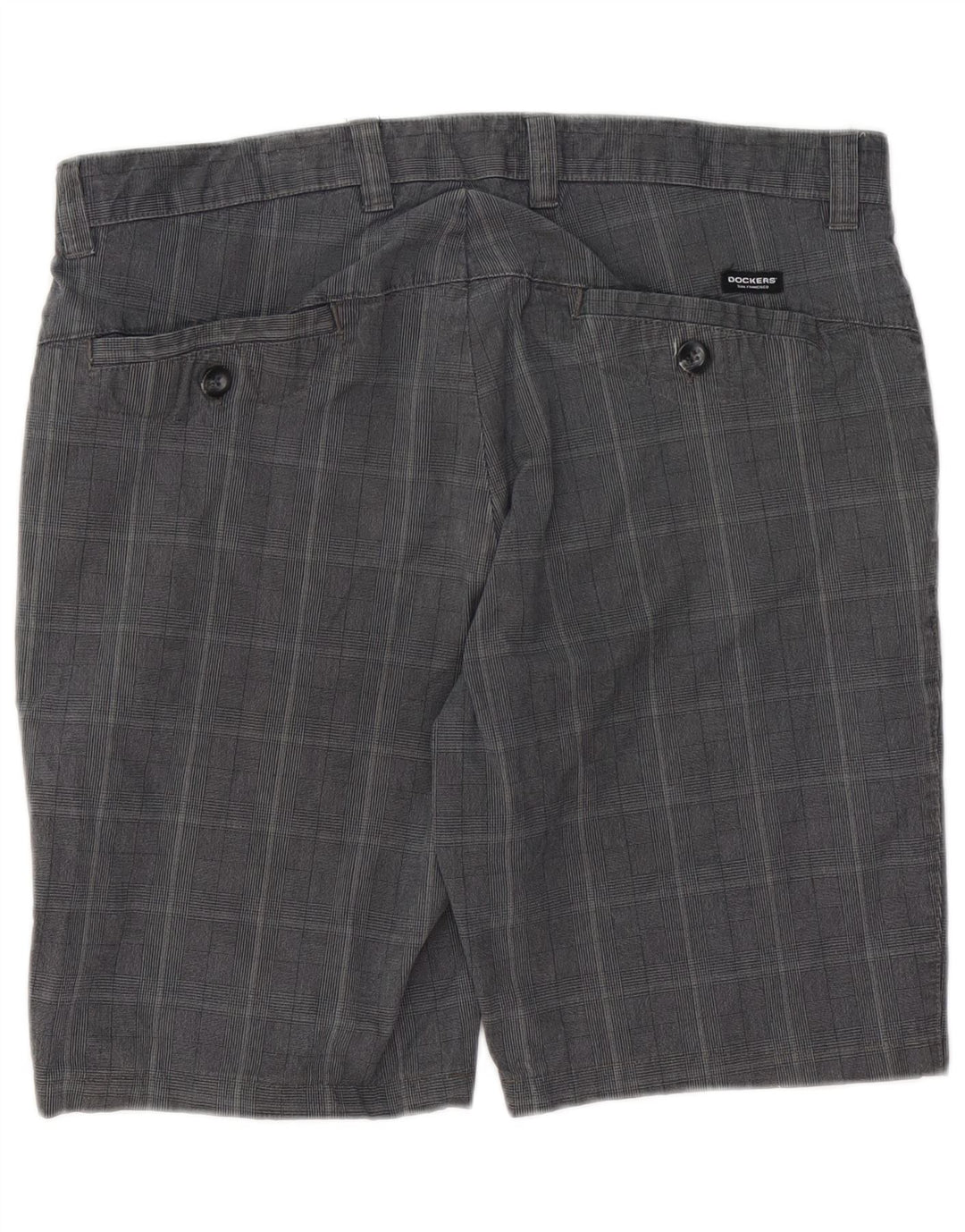 DOCKERS Mens Slim Fit Chino Shorts W36 Large Grey Houndstooth Cotton