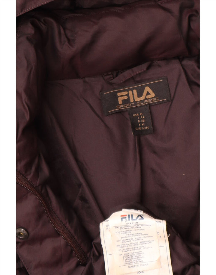 Fila Dame Hætte Polstret Frakke UK 14 Medium Brun Polyamid