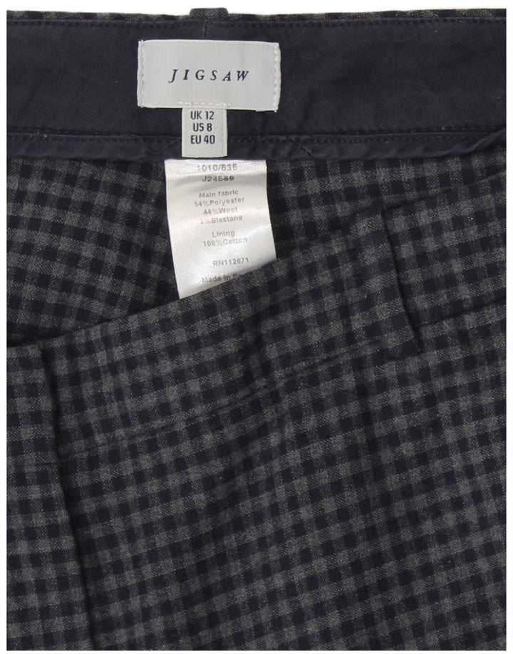 Jigsaw Dame Casual Bukser UK 12 Medium W32 L28 Navy Blue Gingham