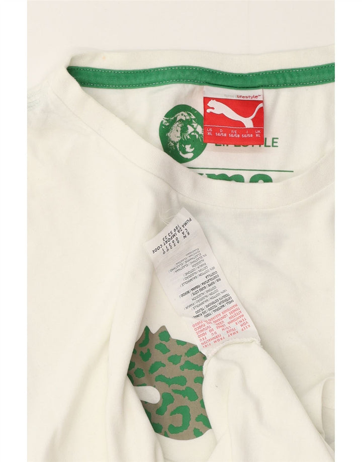 Puma Herre Grafisk T-Shirt Top XL Hvid Bomuld