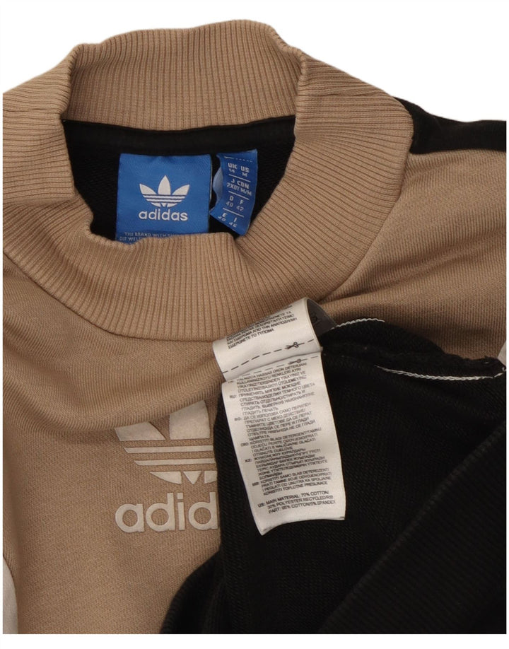 Adidas Dame Sweatshirt Jumper UK 14 Medium Sort Colourblock Bomuld
