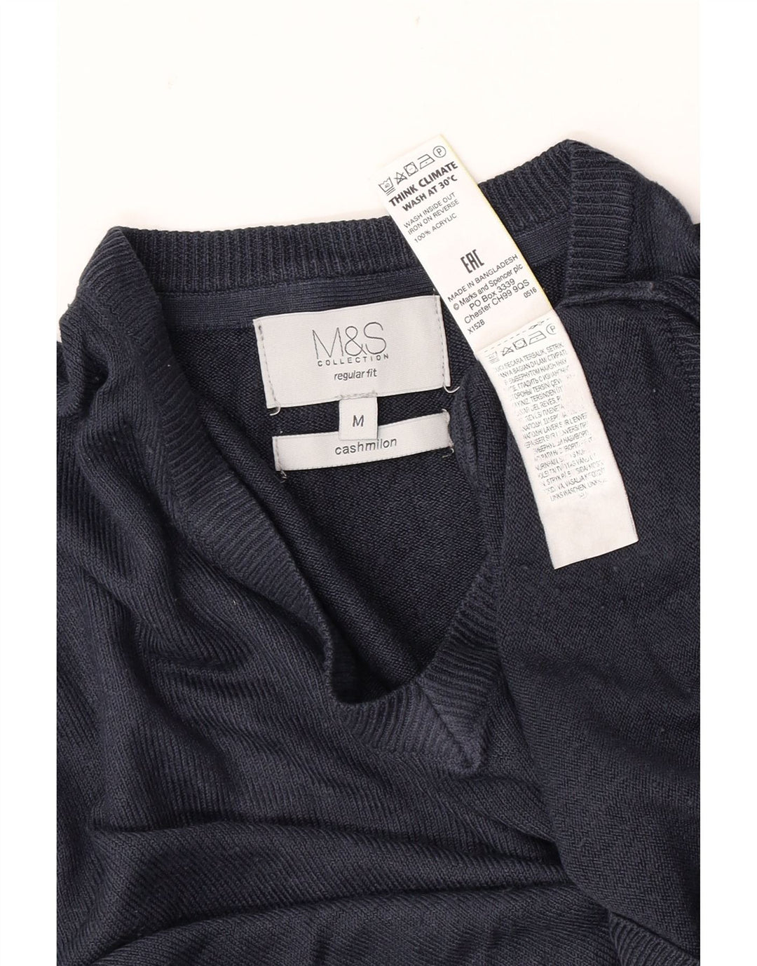 Marks & Spencer Herre Regular Fit V-hals sweater Medium Navy Blue