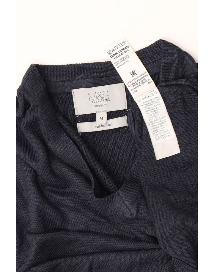 Marks & Spencer Herre Regular Fit V-hals sweater Medium Navy Blue