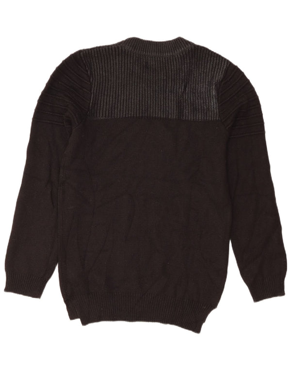Jack & Jones Mens Crew Neck Jumper Sweater Small Black Acrylic