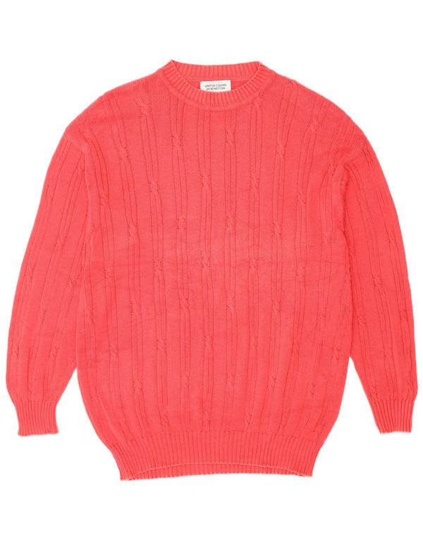 Benetton dame sweater med rund hals DK 18 XL rød bomuld