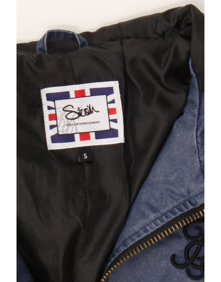 SIK SILK Womens Hooded Parka Jacket UK 10 Small Navy Blue Polyamide Vintage Sik Silk and Second-Hand Sik Silk from Messina Hembry 