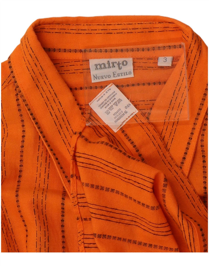 Vintage kortærmet herreskjorte medium orange stribet bomuld