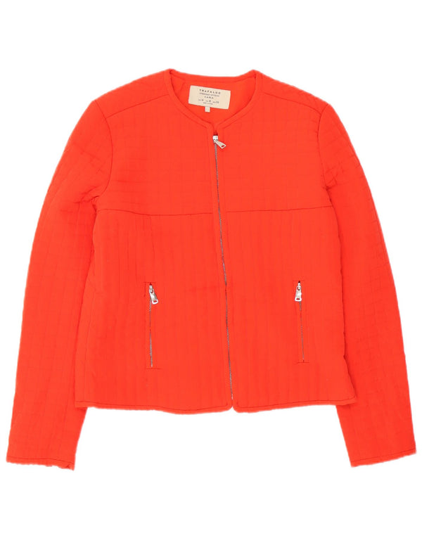 Zara Womens Trafaluc Quilted Jacket UK 14 Medium Orange Polyester