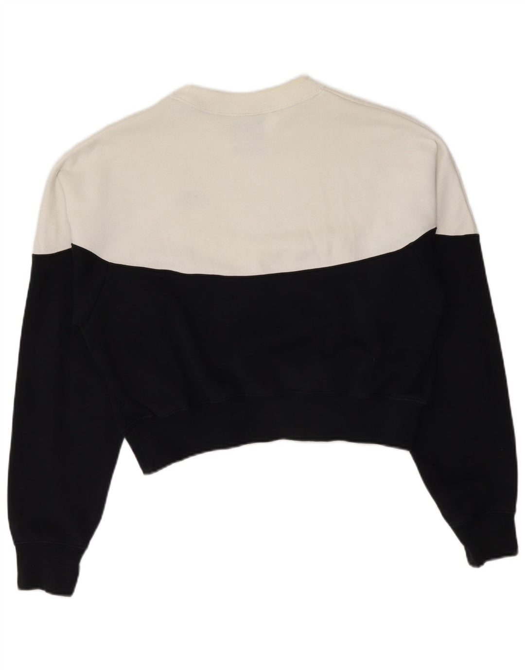 Nike Kvinders Crop Sweatshirt Trøje UK 14 Medium Sort Colourblock