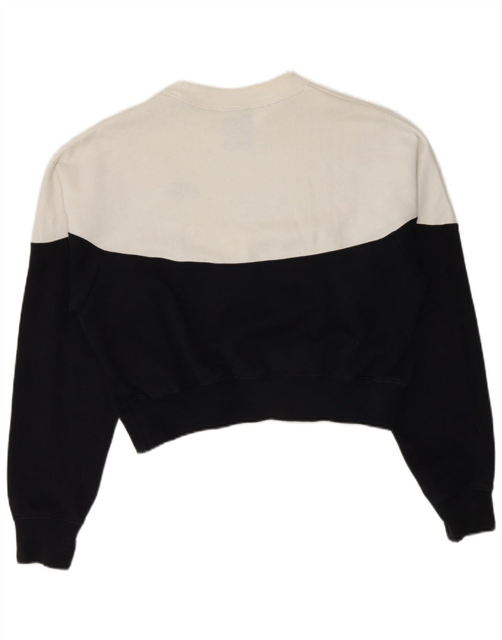 Nike Kvinders Crop Sweatshirt Trøje UK 14 Medium Sort Colourblock