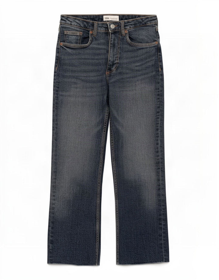 Zara Womens Cropped Jeans EU 38 Small W28 L25 Blue