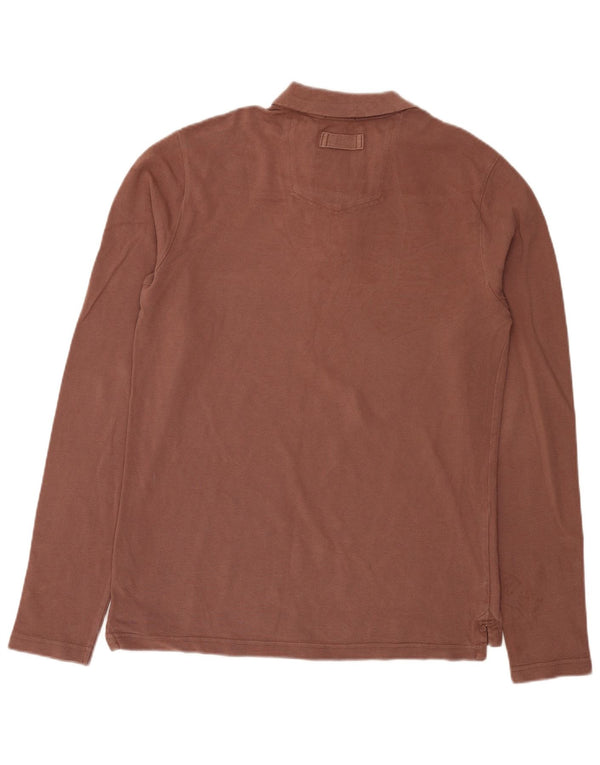 Fat Face Mens Long Sleeve Polo Shirt Medium Brown Cotton