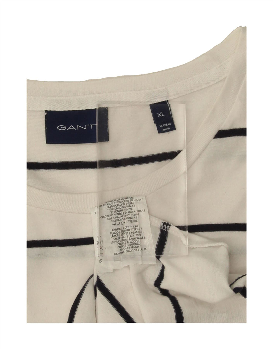 GANT Mens T-Shirt Top XL White Striped Cotton Vintage Gant and Second-Hand Gant from Messina Hembry 