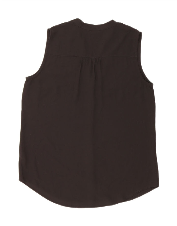 MARKS & SPENCER ærmeløs skjortebluse til kvinder UK 14 Large Black