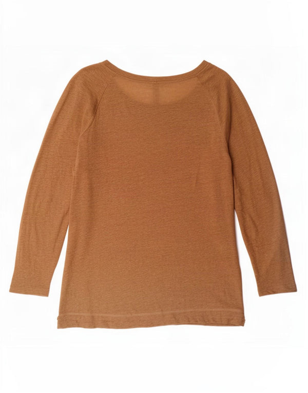 Zara Womens Top Long Sleeve UK 12 Medium Beige Linen
